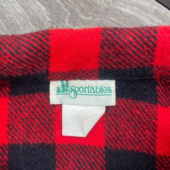 90s Vtg Plaid Wool Fringe Lumberjack Jacket XS Small Women Red Black Sportables - Picture 4 of 4